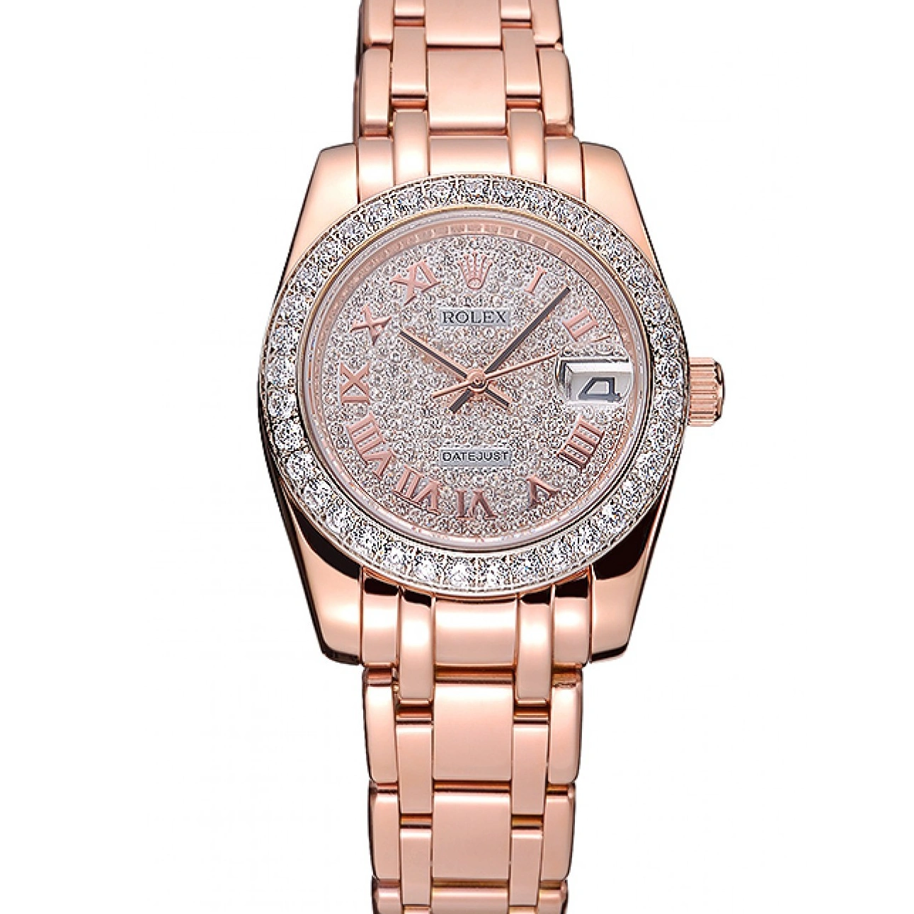 Rolex aaa copy Diamond Gold Dial Case Pink Bracelet Rolex And And Datejust Bezel 622836 1014